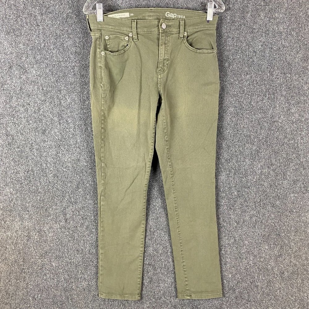 Gap 1969 Jeans Women's 26R Girlfriend Green Cotton Mid Rise Adults